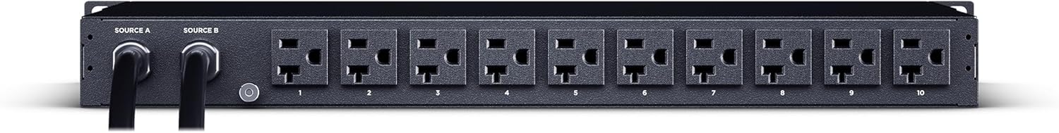 CyberPower PDU24002 Metered ATS PDU, 100-120V, 20A (Derated to 16A), 10 Outlets, 1U Rackmount