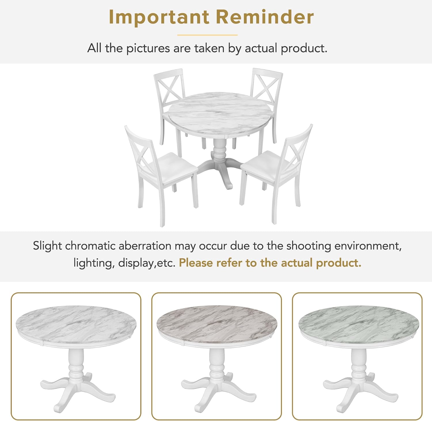 Harper & Bright Designs Dining Table Set - 5 Piece Round Dining Set with 4 Chairs Wood Dining Table Set