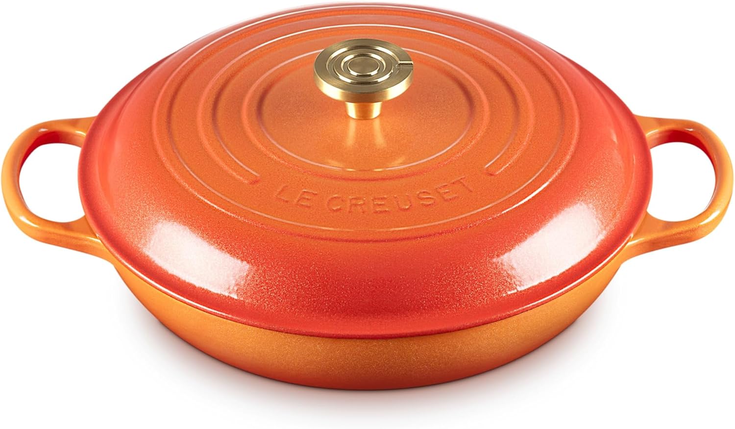 Le Creuset Enameled Cast Iron Signature Braiser 3.5 qt., Flamme Doree with Crucible Knob