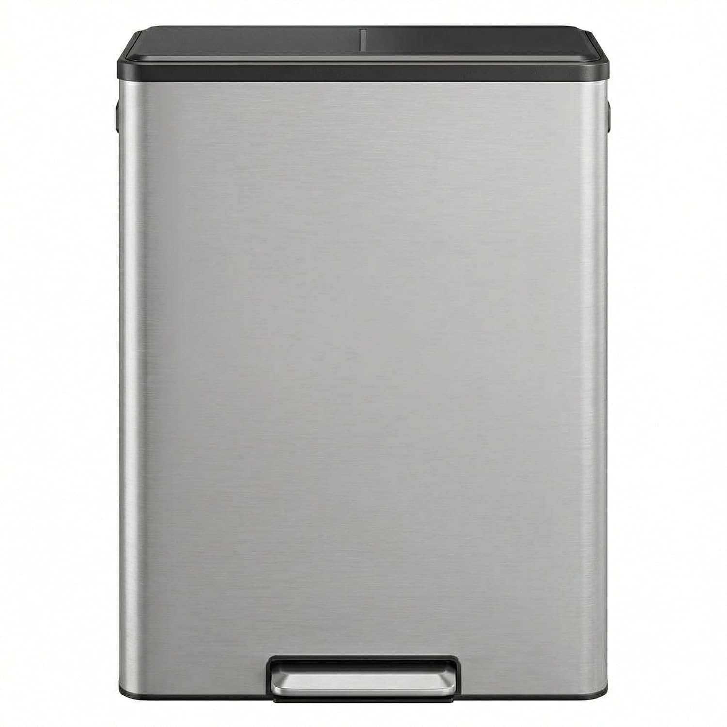 GarveeHome 16 Gallon Dual Compartment Trash Can, Stainless Steel Recycling Trash and Recycle Bin Combo with Step Pedal, Silent-Close Lid, Odor Control & Pet-Proof Design for Kitchen, Office
