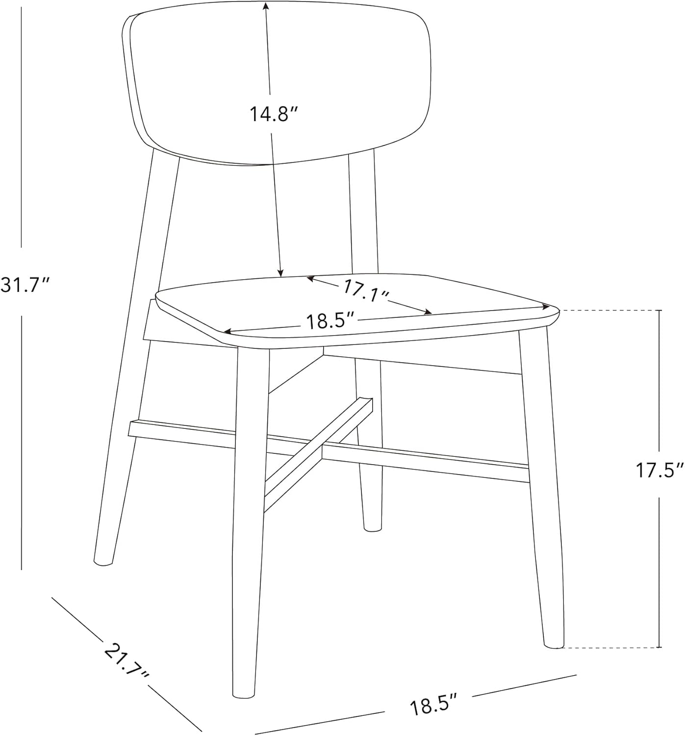 CHITA Wooden Dining Chairs Set of 4, Mid Century Modern Dining Room Chair, Natural Solid Wood Frame Kitchen Chairs, for Dining Room, Kitchen, Living Room (Solid Wood Seat, Oak)