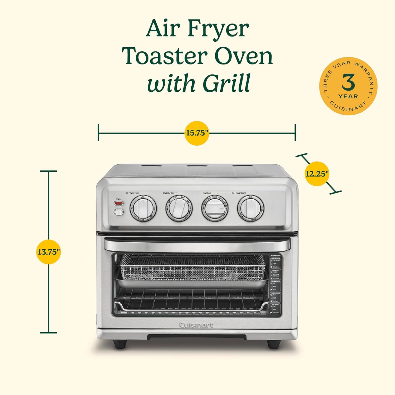 CUISINART Air Fryer Toaster Oven 8-in-1, 1800W, Stainless Steel