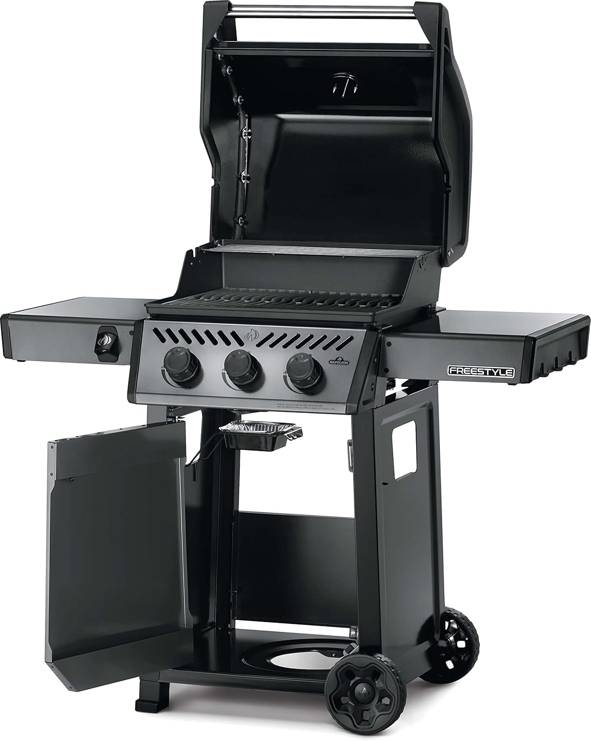Napoleon Freestyle 365 Natural Gas Outdoor Grill, Graphite Grey – 3-Burner BBQ with Stainless Steel Cooking Grates