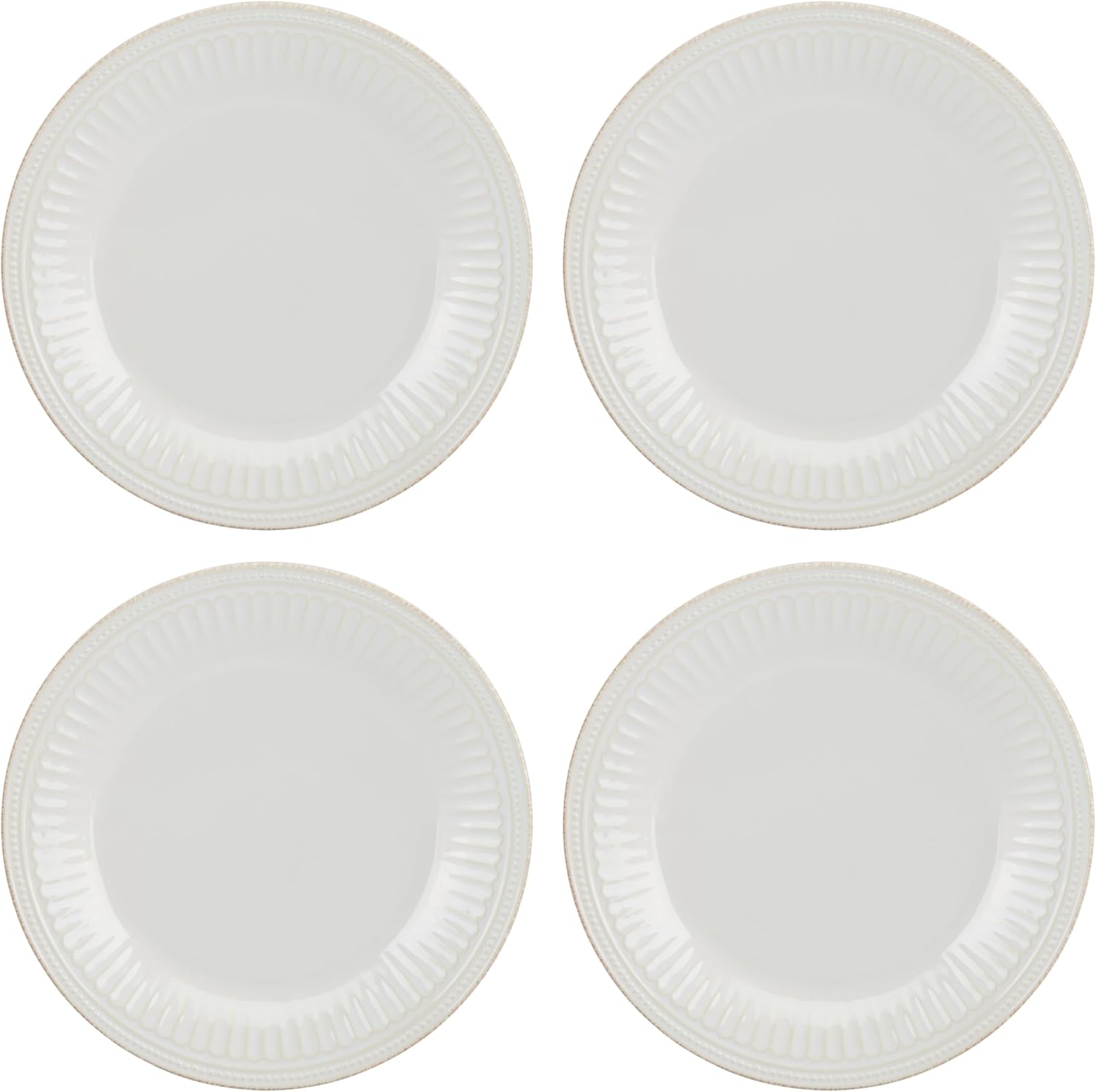 Lenox Dinnerware Sets, French Perle Groove White 24-Piece Dinnerware Set, Service For 8, Stoneware, Dishwasher Safe, Microwave Safe, Bowls, Plates And Bowls, Dinner Dishes, Plates (White, 24 Piece)