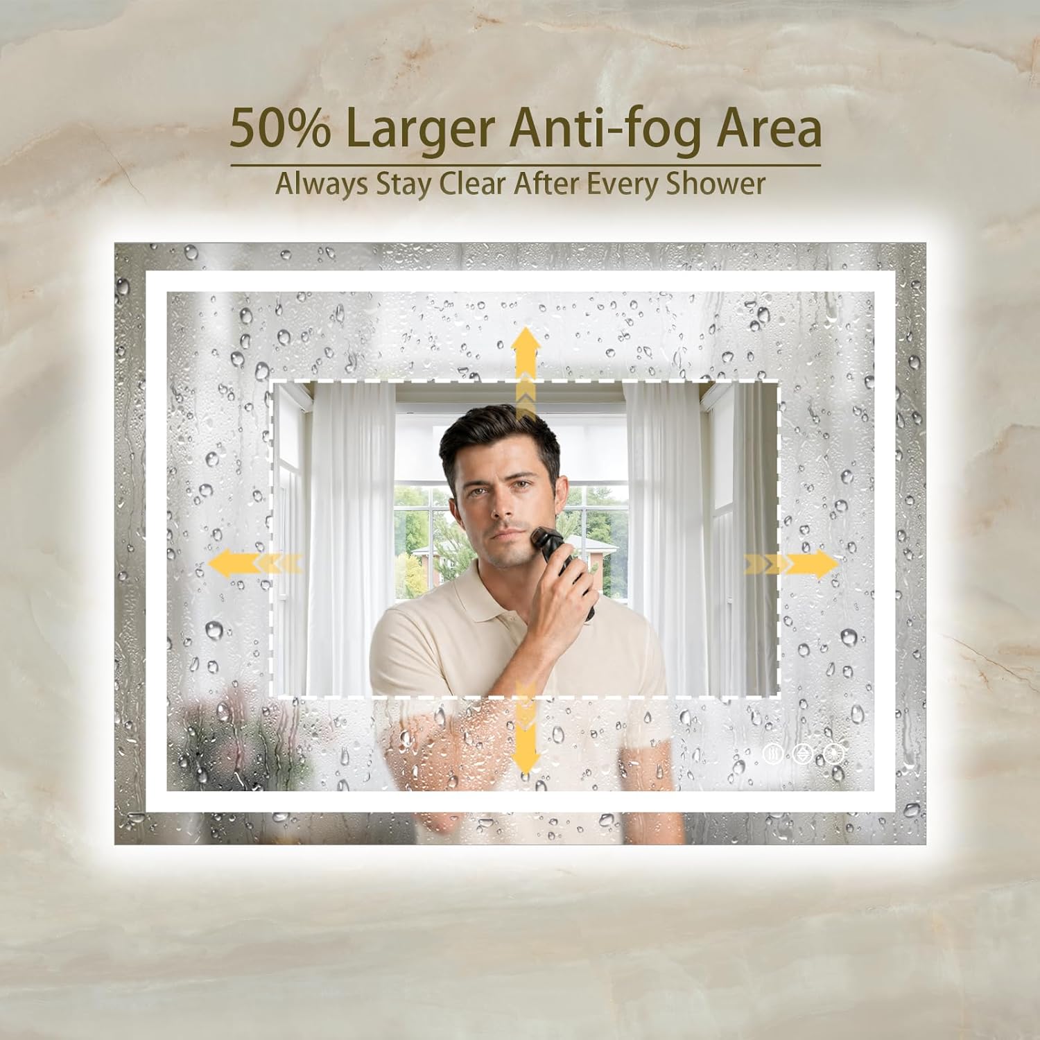 48X36 LED Bathroom Mirror with Lights, Anti-Fog, Dimmable, Backlit + Front Lit, 3 Colors, Modern Lighted Bathroom Vanity Mirror for Home/Hotel/Apartment, Memory Function, Shatterproof Tempered Glass
