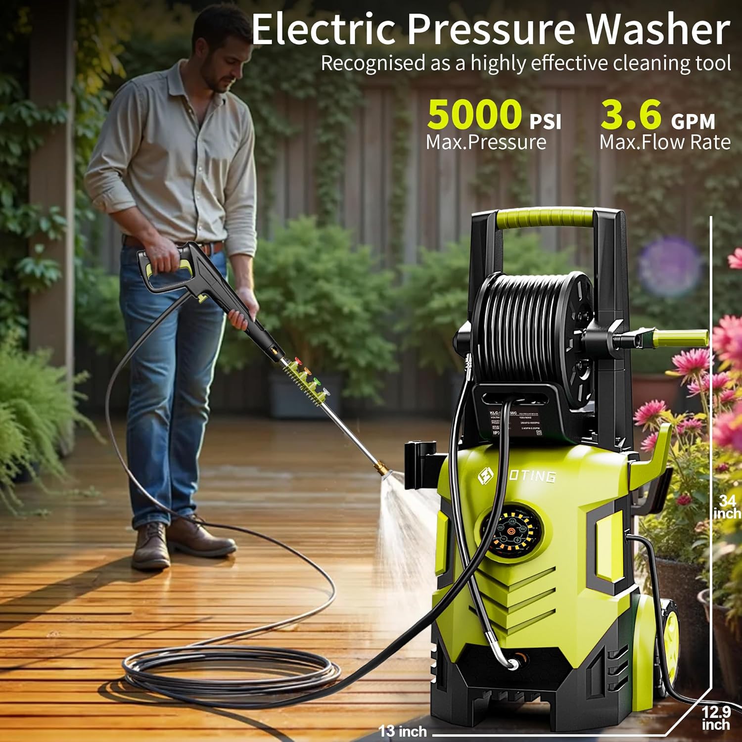 2026Upgraded Pressure Washer 5000PSI with Adj-8-Level Touch Screen, 34