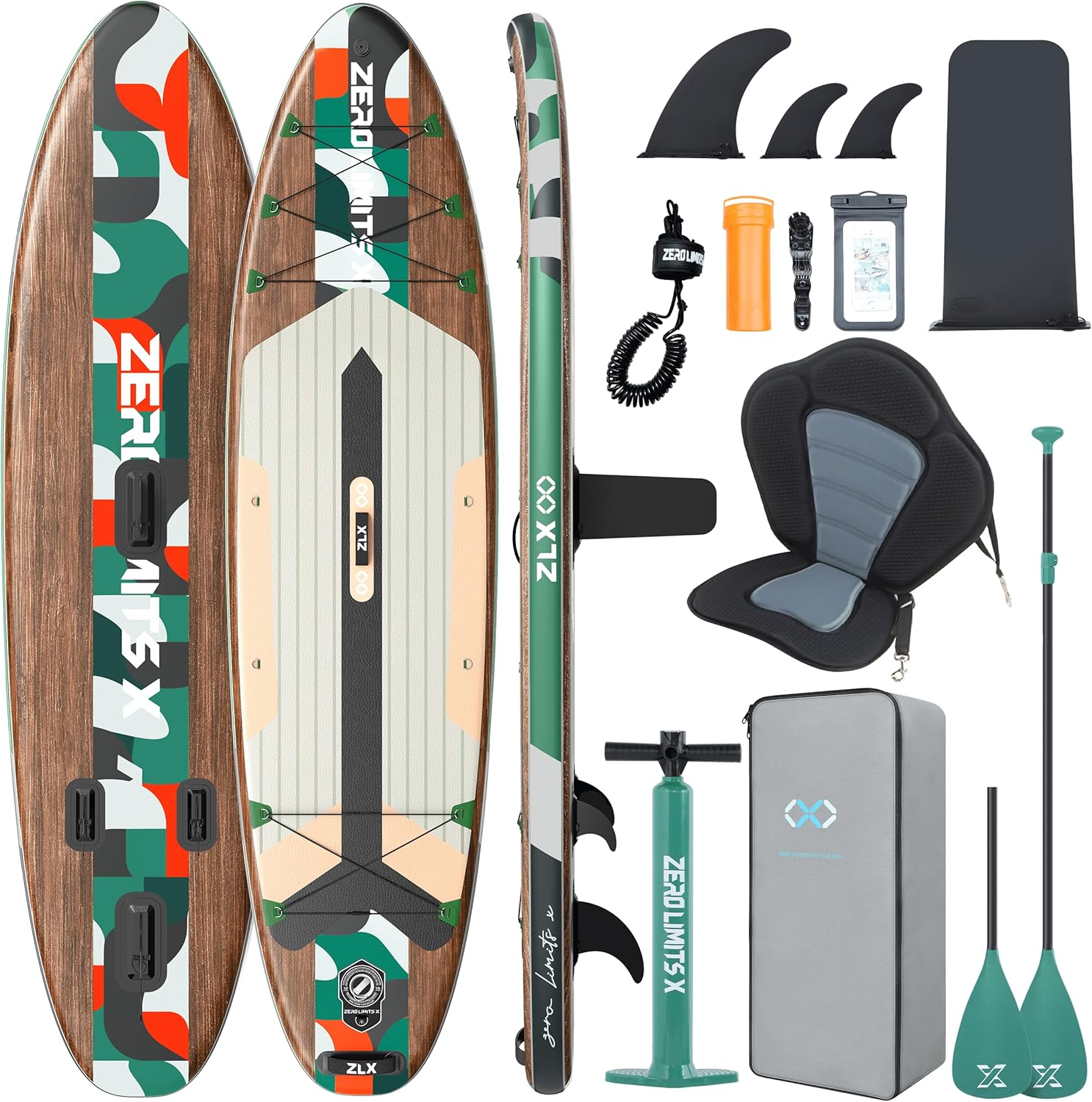 ZLX Inflatable Stand Up Paddle Board, 10'6
