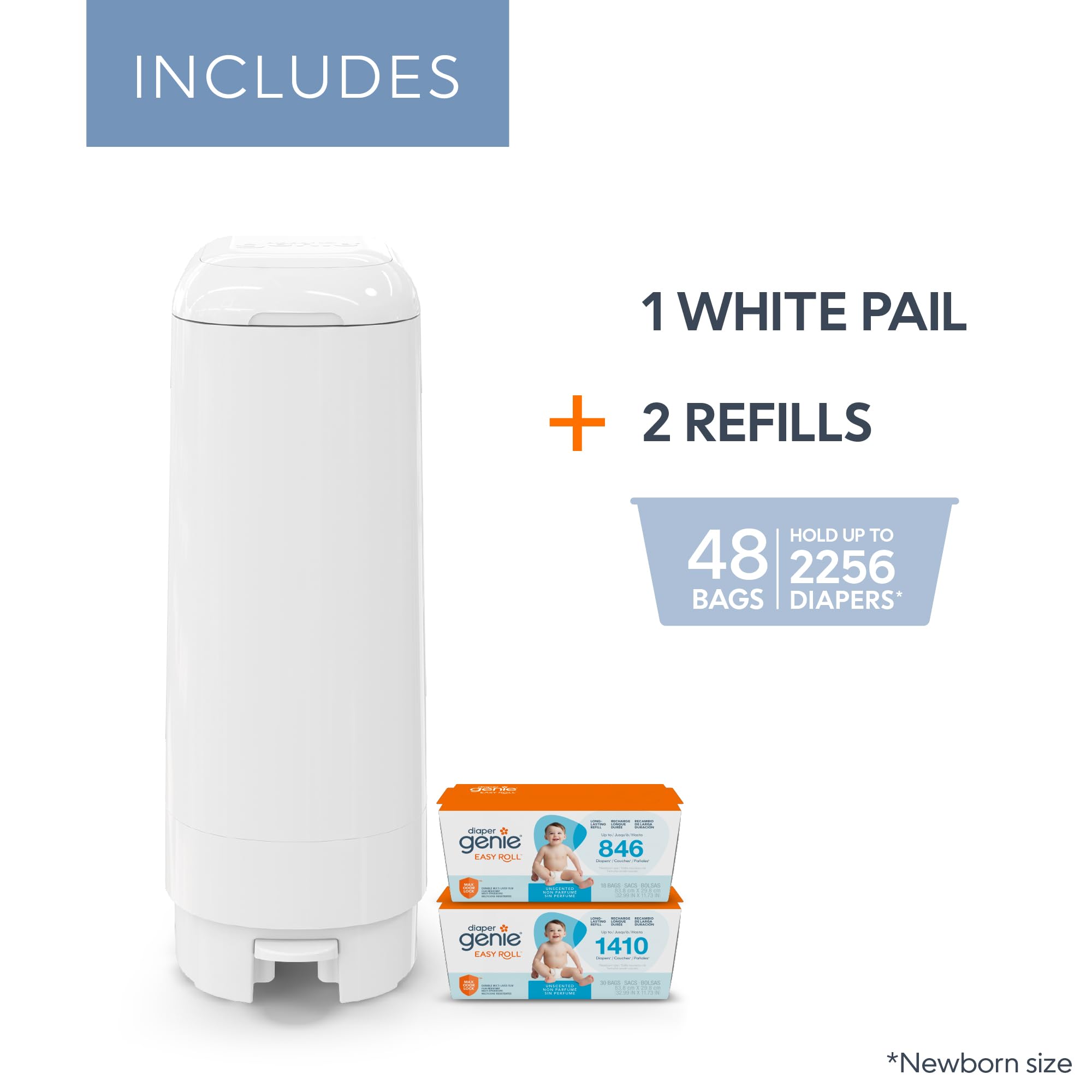 DIAPER GENIE Signature Gift Set | Easy Roll Refill & 48 Bags