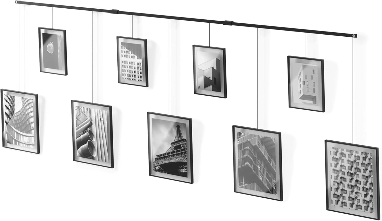Umbra Exhibit Picture Frame Gallery Set, Adjustable Wall Collage Displays Nine Photos (Four 5x7