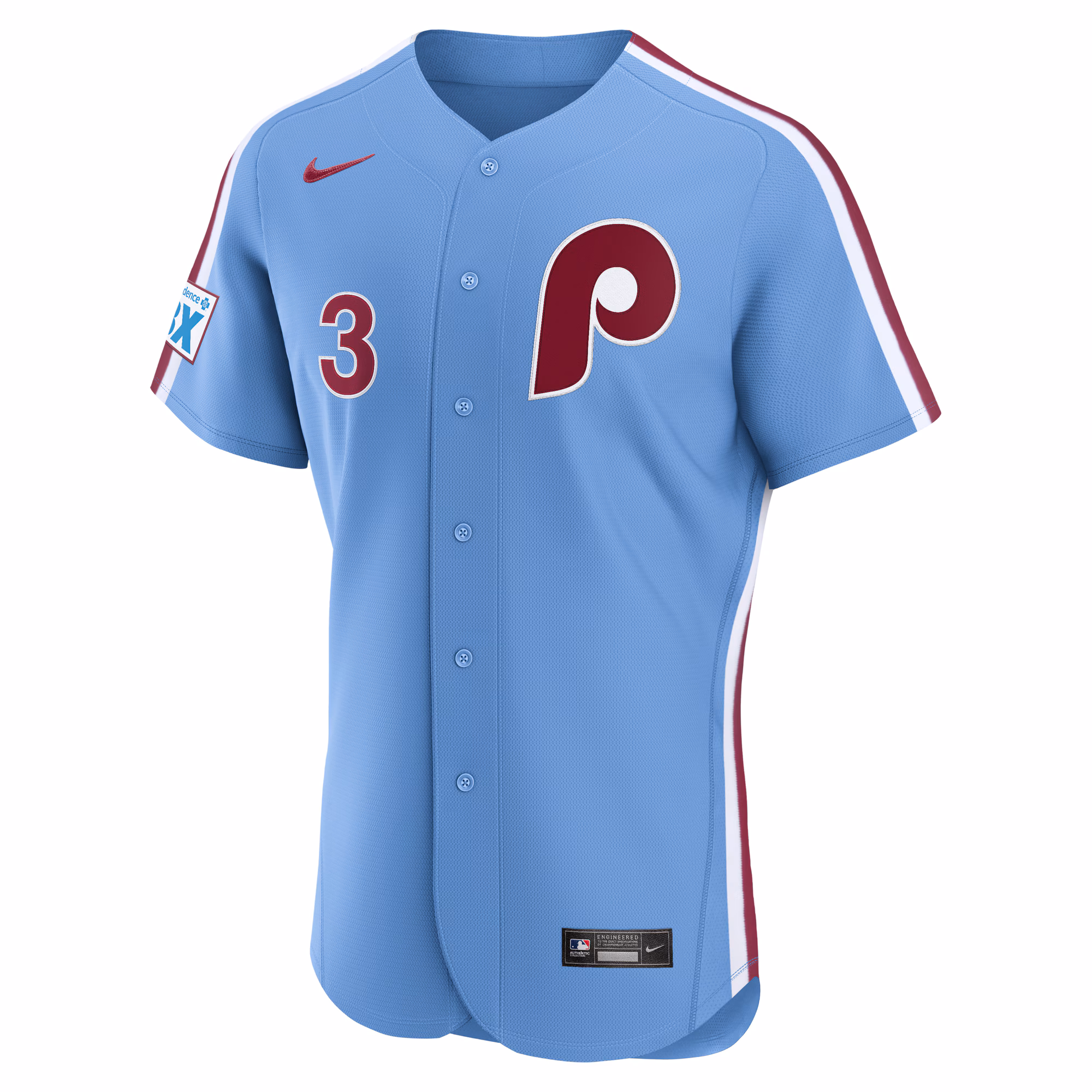 Bryce Harper Philadelphia Phillies Nike Alternate Authentic Sponsor Patch Jersey - Light Blue