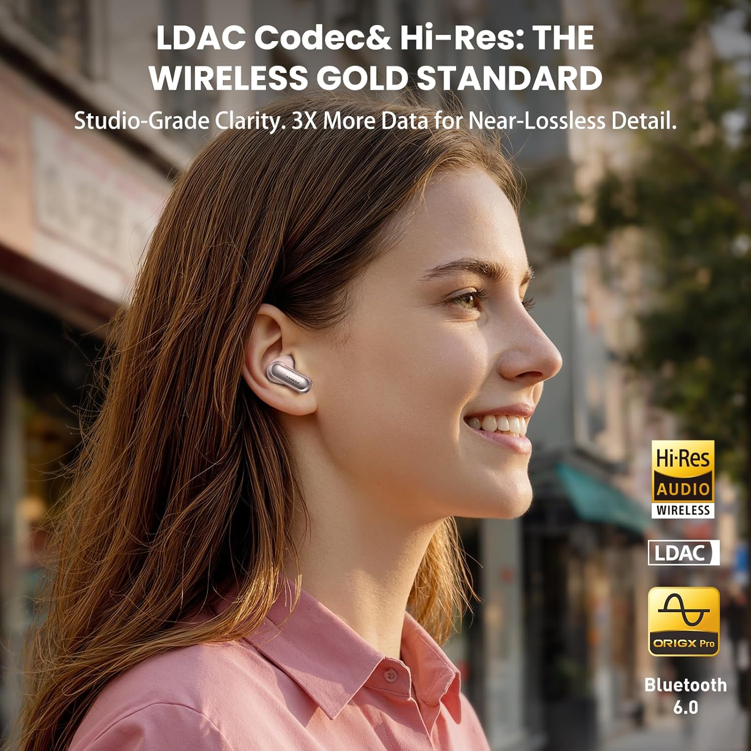 TOZO NC20 Active Noise Cancelling Wireless Earbuds, LDAC Hi-Res Sound Bluetooth Headphones, 6 Mics AI Call Ear Buds 80H Playtime, Dual Pairing, 32 EQ via App, IPX8 Waterproof, Wireless Charging Case