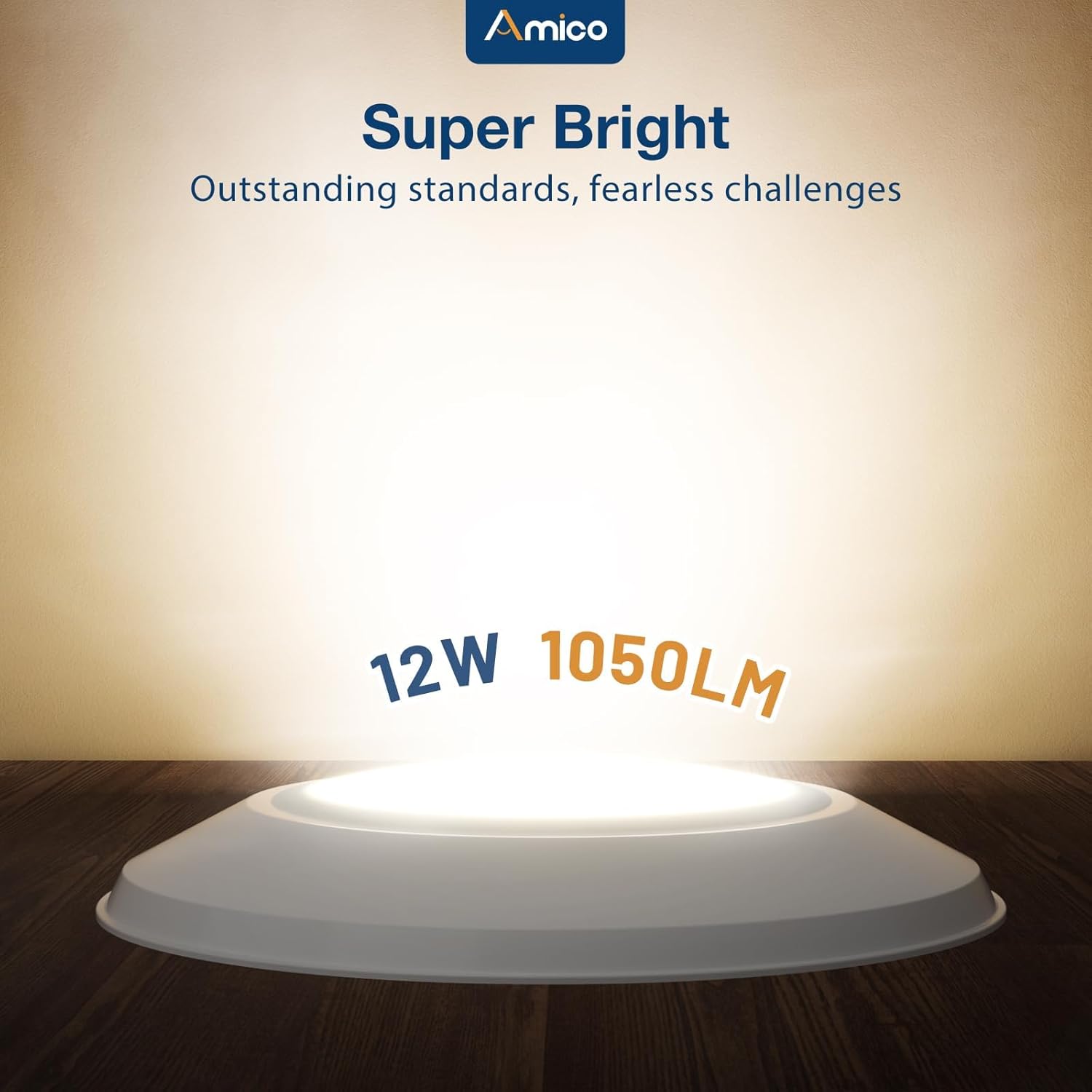 Amico 24 Pack 5/6 Inch LED Disk Lights, Dimmable Flush Mount Ceiling Disc Lights, 2700K/3000K/4000K/5000K/6000K Selectable, 12W Eqv 110W, 1050LM, Low Profile Surface Mount Ceiling Light, ETL&FCC