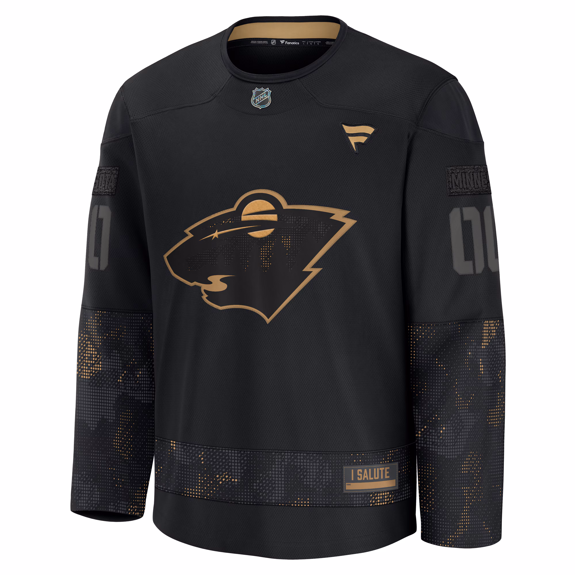 Minnesota Wild Fanatics 2024 Military Appreciation Custom Practice Jersey - Black