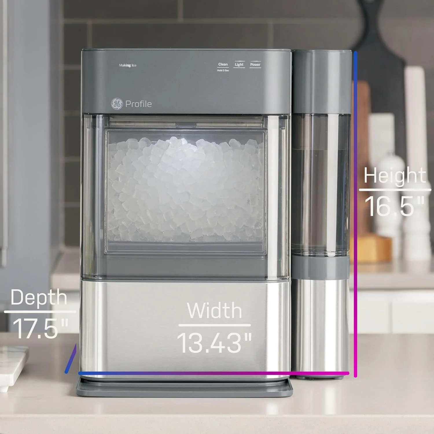Countertop Nugget Ice Maker with Side Tank | Ice Machine with WiFi Connectivity | Smart Home Kitchen Essentials | Stainless Steel