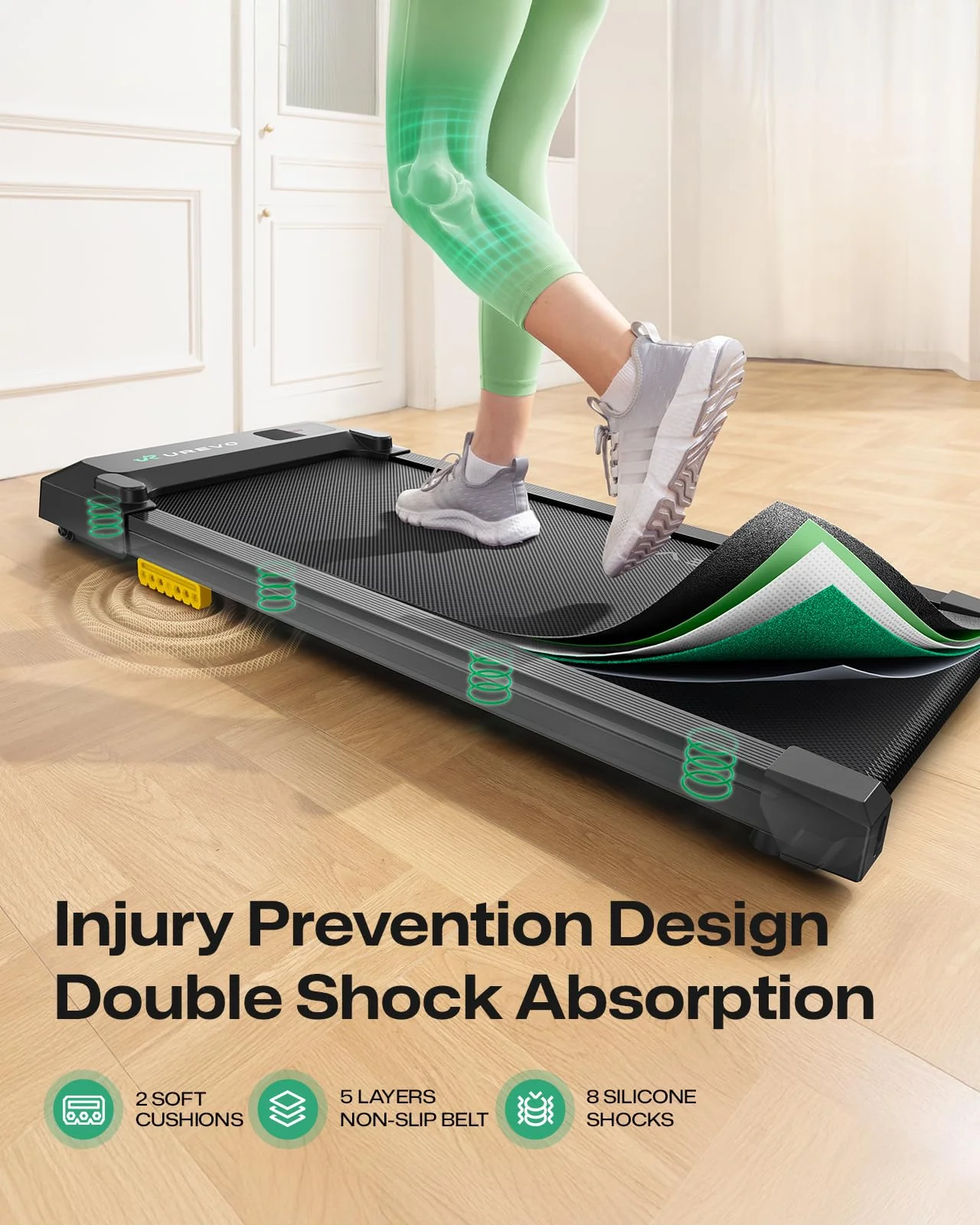 UREVO Smart Walking Pad, Compact Under Desk Treadmill