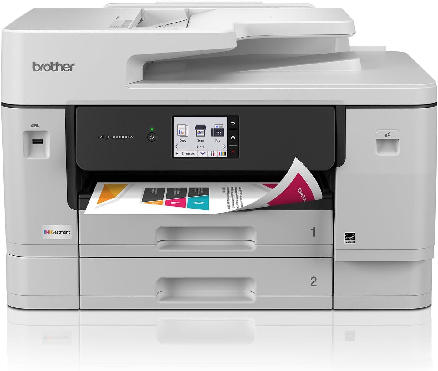 Brother INKvestment 6960 Wireless Color Inkjet All-in-One Printer with 11”x17” Capabilities and 3.5” Color Touchscreen | Includes Refresh Subscription Trial(1) (MFC-J6960DW)