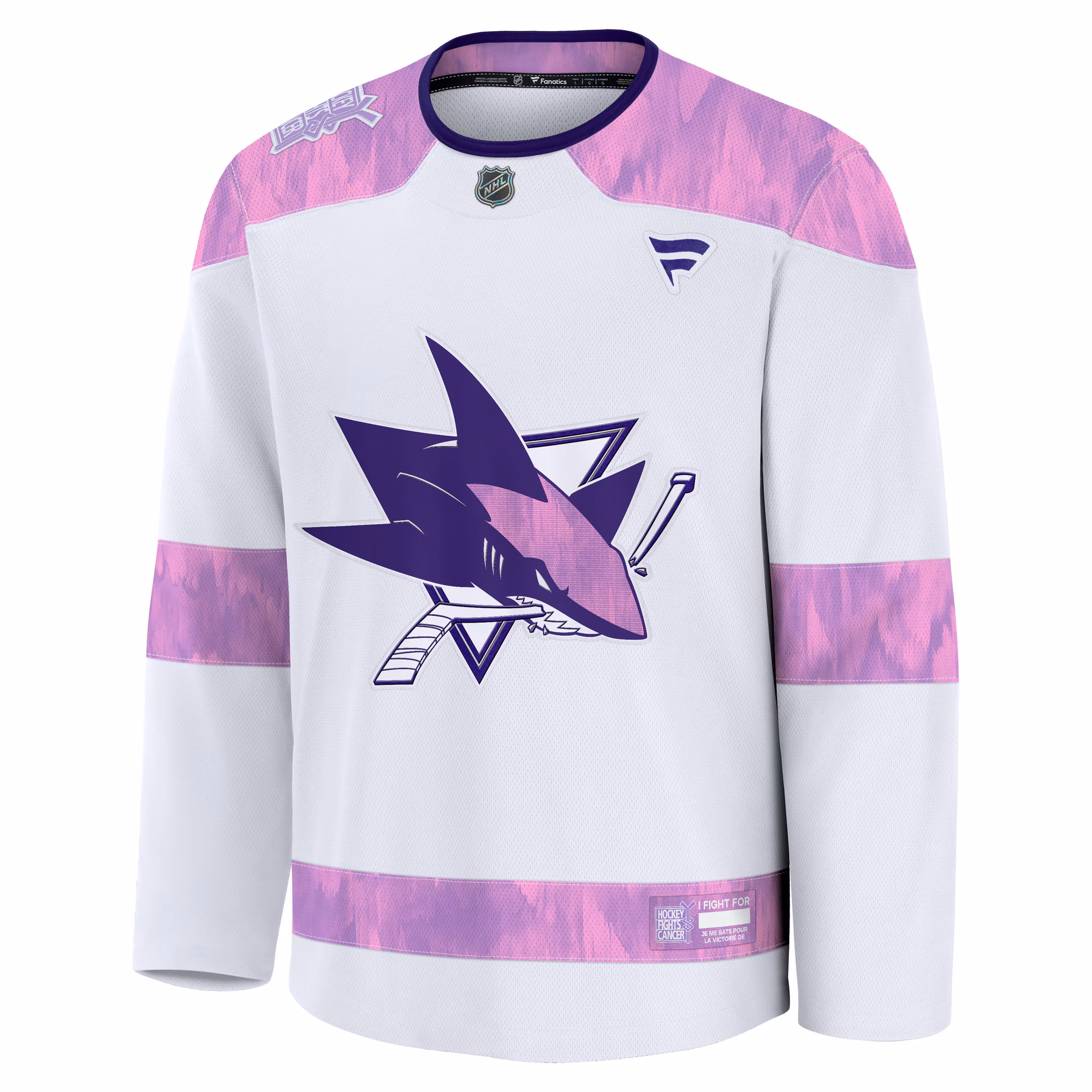 San Jose Sharks Fanatics Hockey Fights Cancer Survivor Practice Jersey - White