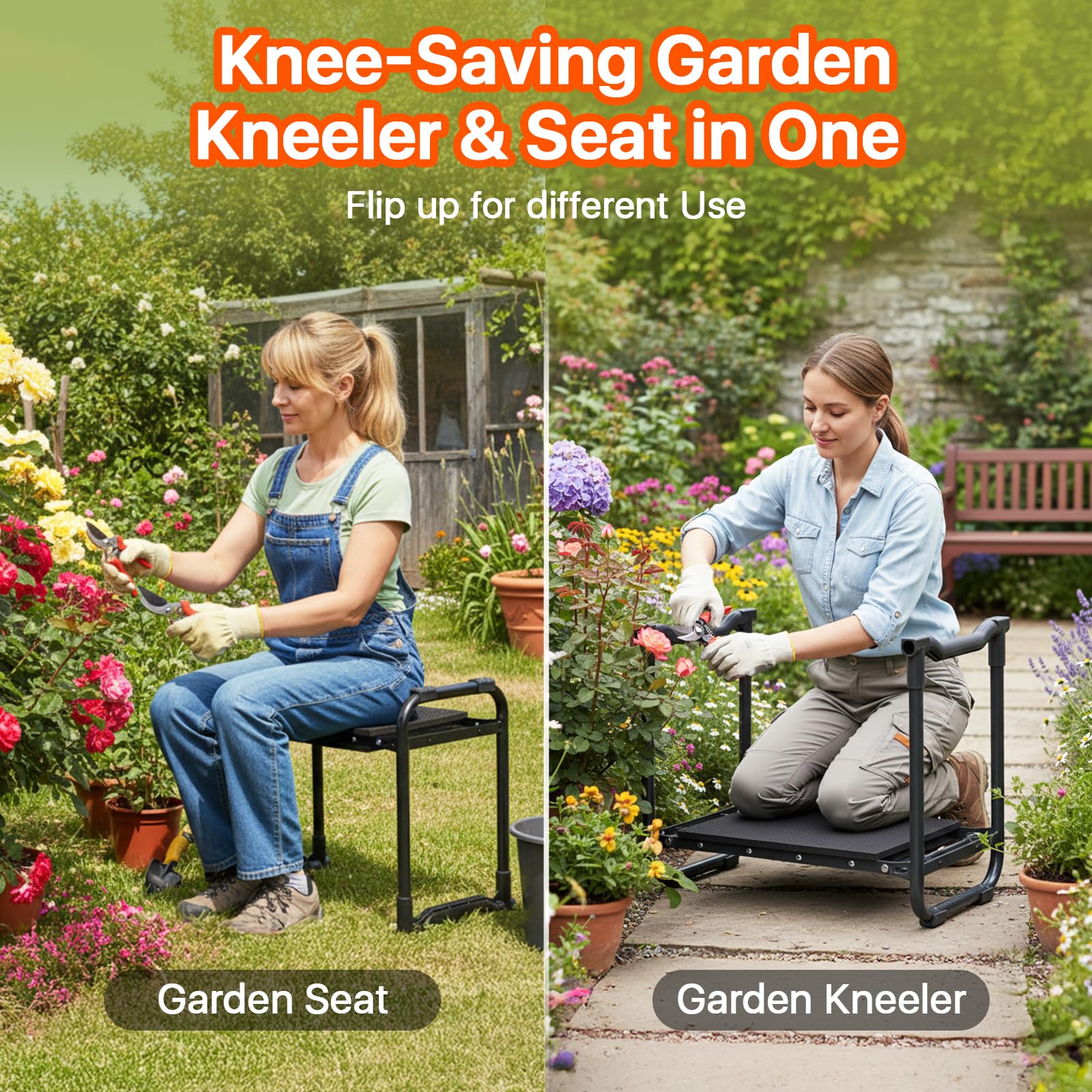 PORAISE Garden Kneeler and Seat with Tool Pouches