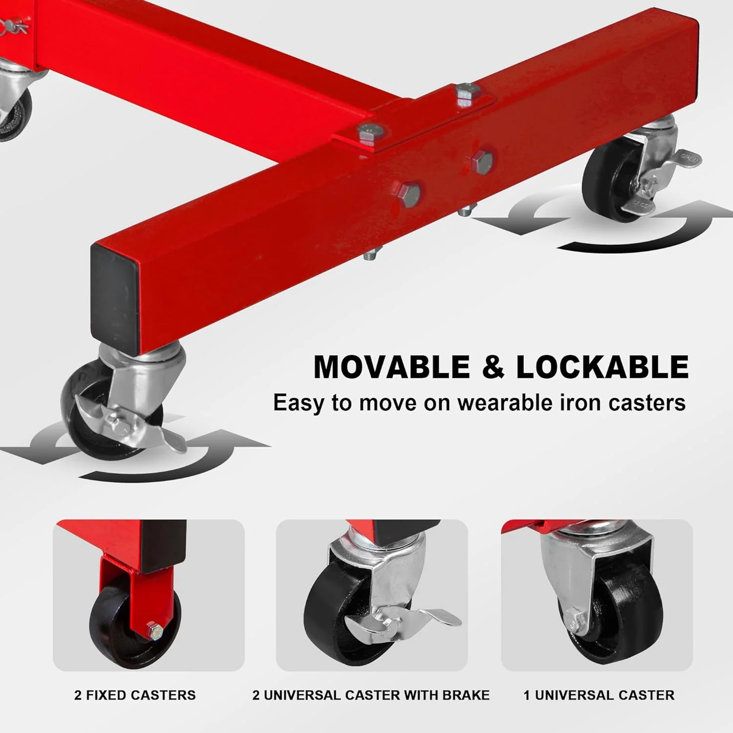 Rotating Engine Stand: Removable Oil Pan and Magnetic Tray, Turbine Turntable, 2 Brake Caster Lockable Wheels, 1,000 Lbs Capacity