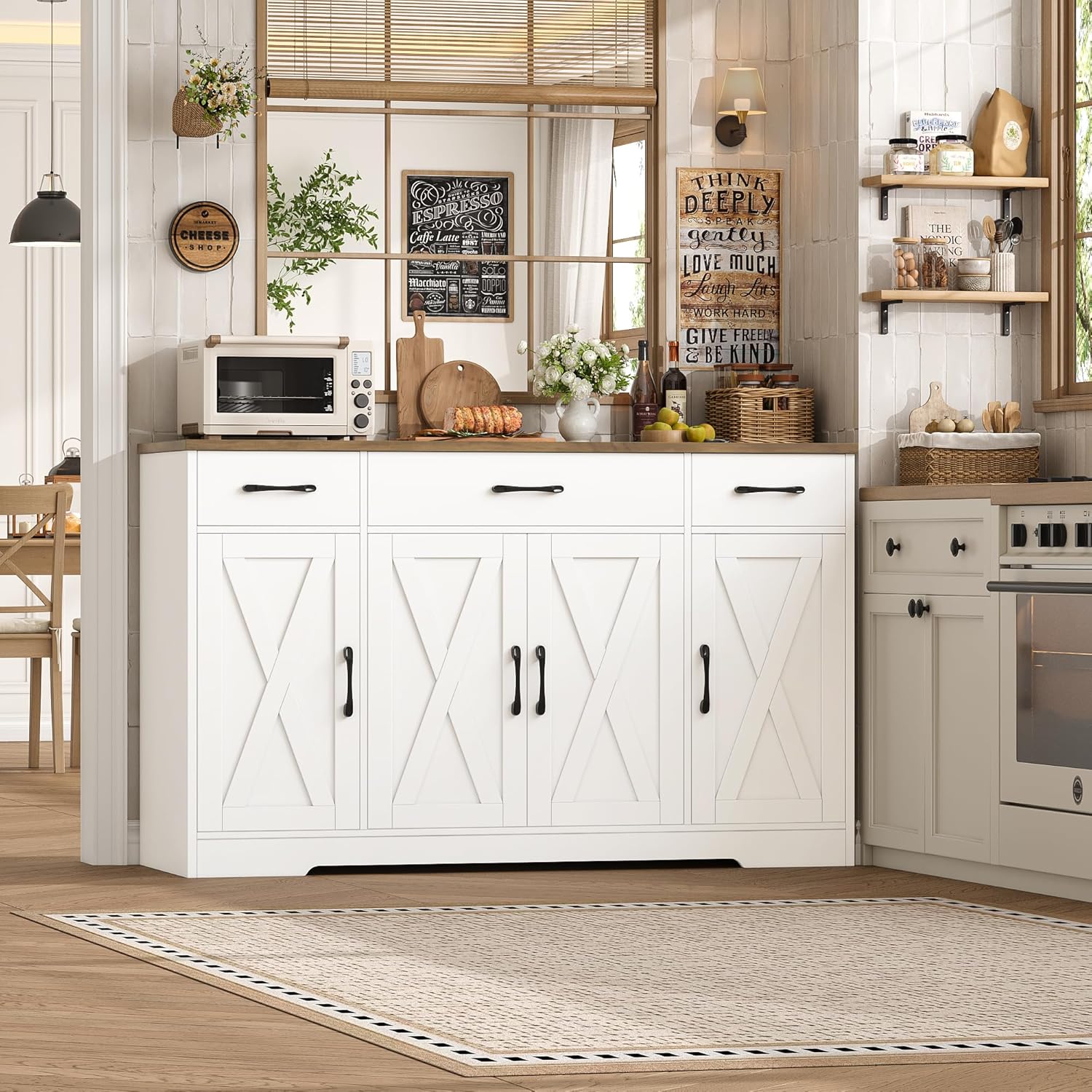 HOSTACK Buffet Cabinet with Drawers, 55