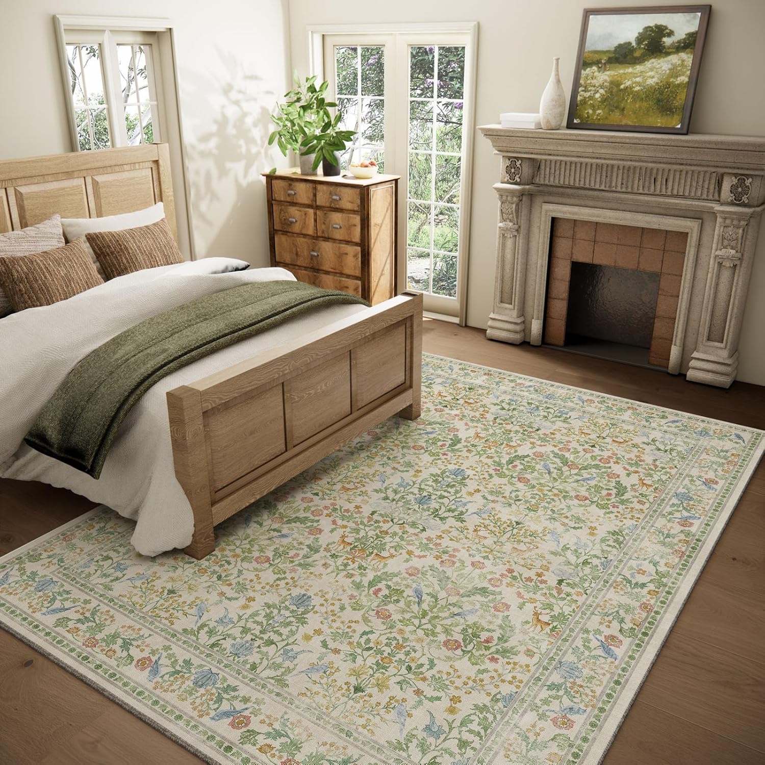 8x10 Area Rugs for Living Room: Washable Bedroom Rug Stain Resistant Non Slip Low Pile Lightweight Soft Carpets for Dining Room Kitchen Nursery Kids Room Farmhouse Living Room Indoor