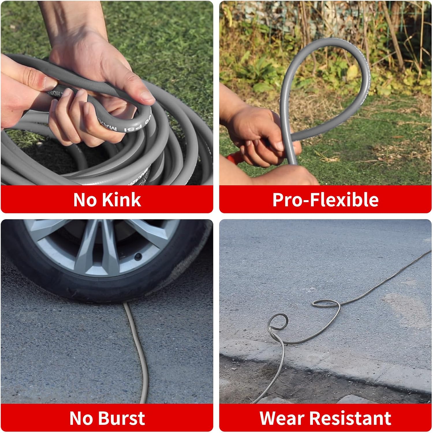 Pressure Washer Hose 125ft, 1/4 Inch Kink Resistant 4200PSI Power Washer Extension Hose, Flexible Heavy Duty Replacement Hose, Compatible with M22 14mm Fittings, High Tensile Wire Braid