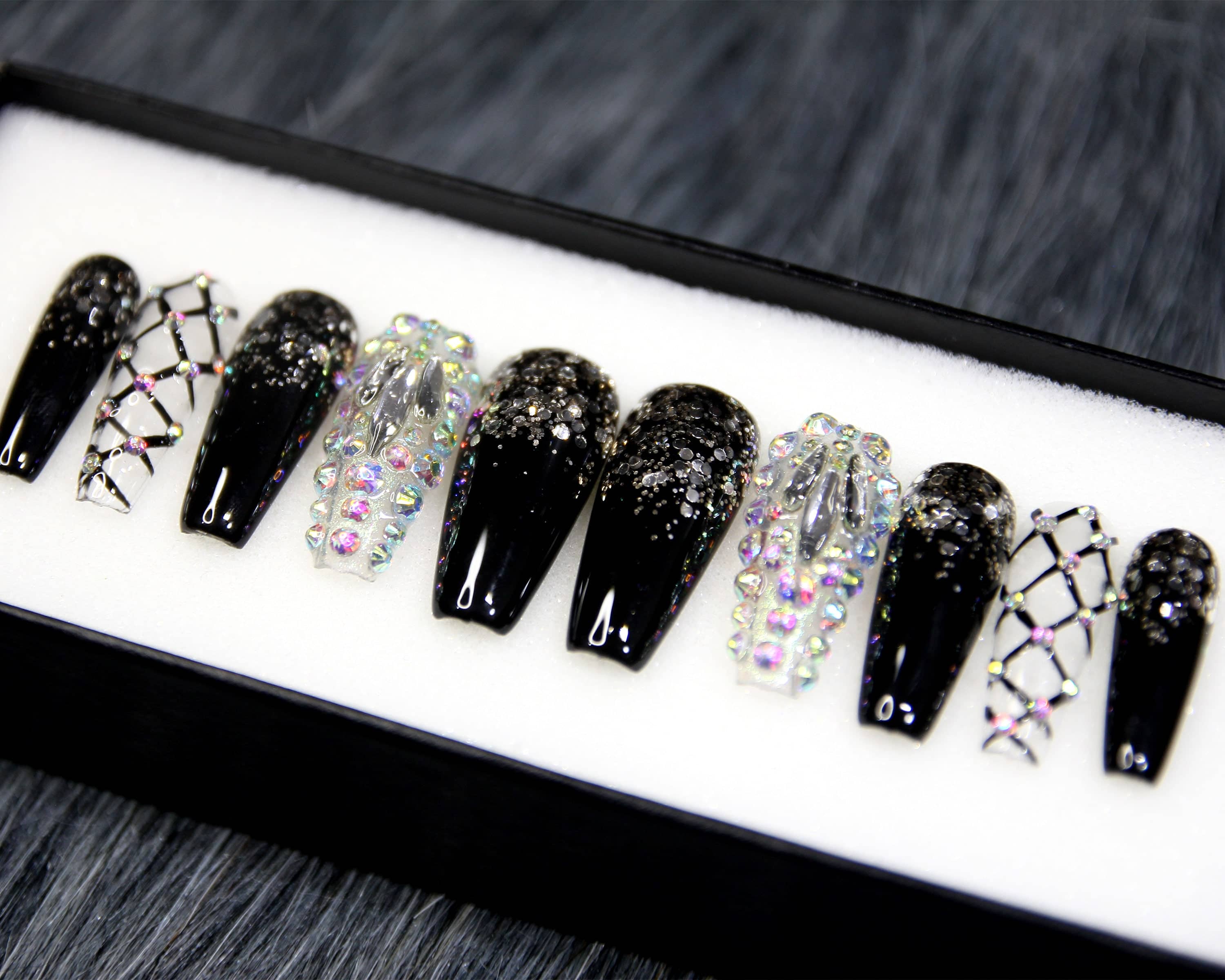 Glossy Black Luxe Press On NailsGlossy Black Luxe Press On Nails - SAYEGIRLS