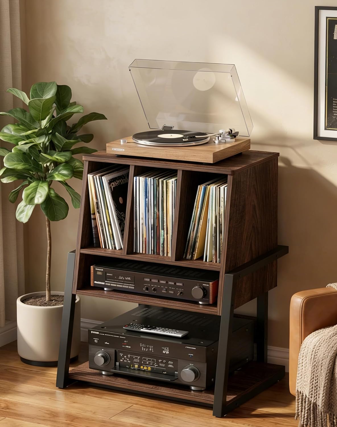 Homieasy Record Player Stand with Vinyl Storage Cabinet, 22