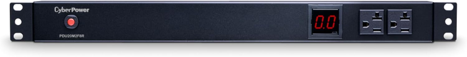 CyberPower PDU20M2F8R Metered PDU, 100-125V/20A (Derated to 16A), 10 Outlets, 1U Rackmount, 15 Foot Power Cord