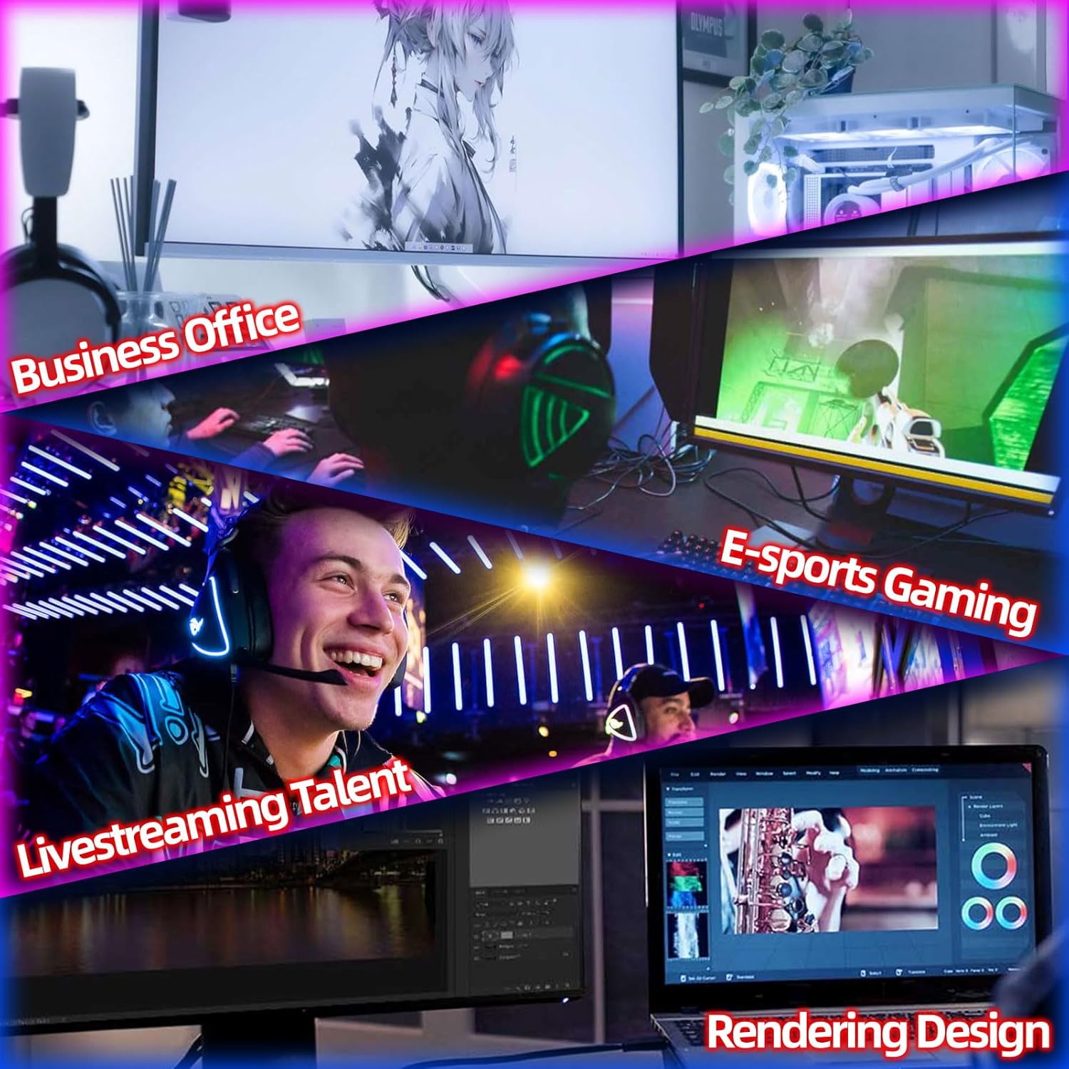 Gaming PC Desktop, Intel i7-4770, Radeon RX 550 4G, 16GB RAM, 512GB SSD, RGB Fans, White Prebuilt Gaming Computer with Keyboard & Mouse, Windows 11