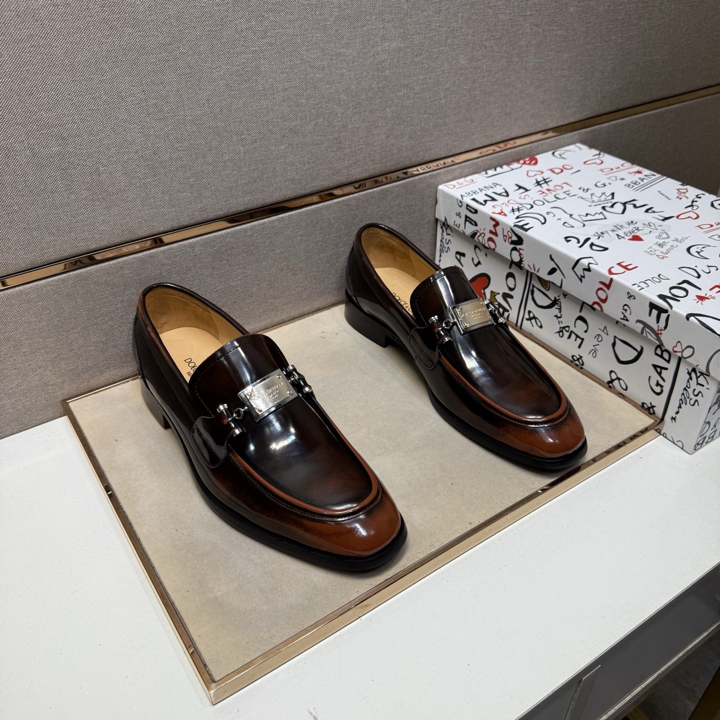 D&G men's leather shoes-104
