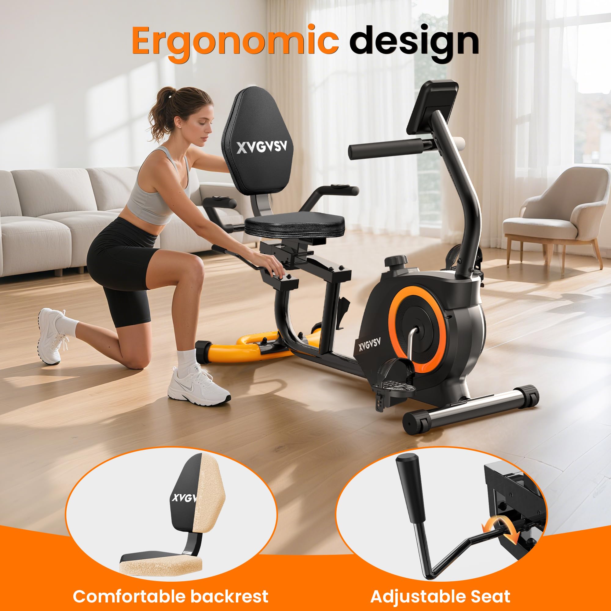 XVGVSV Recumbent Exercise Bike for Home Use with LCD Display