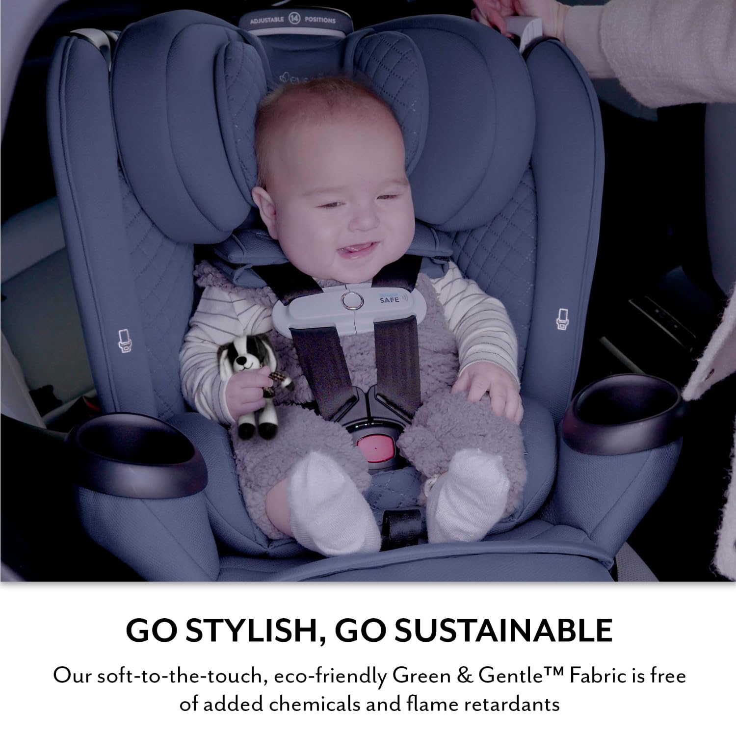 Evenflo Revolve360 Extend All-in-One Rotating Car Seat with Green & Gentle Fabric (Travertine)