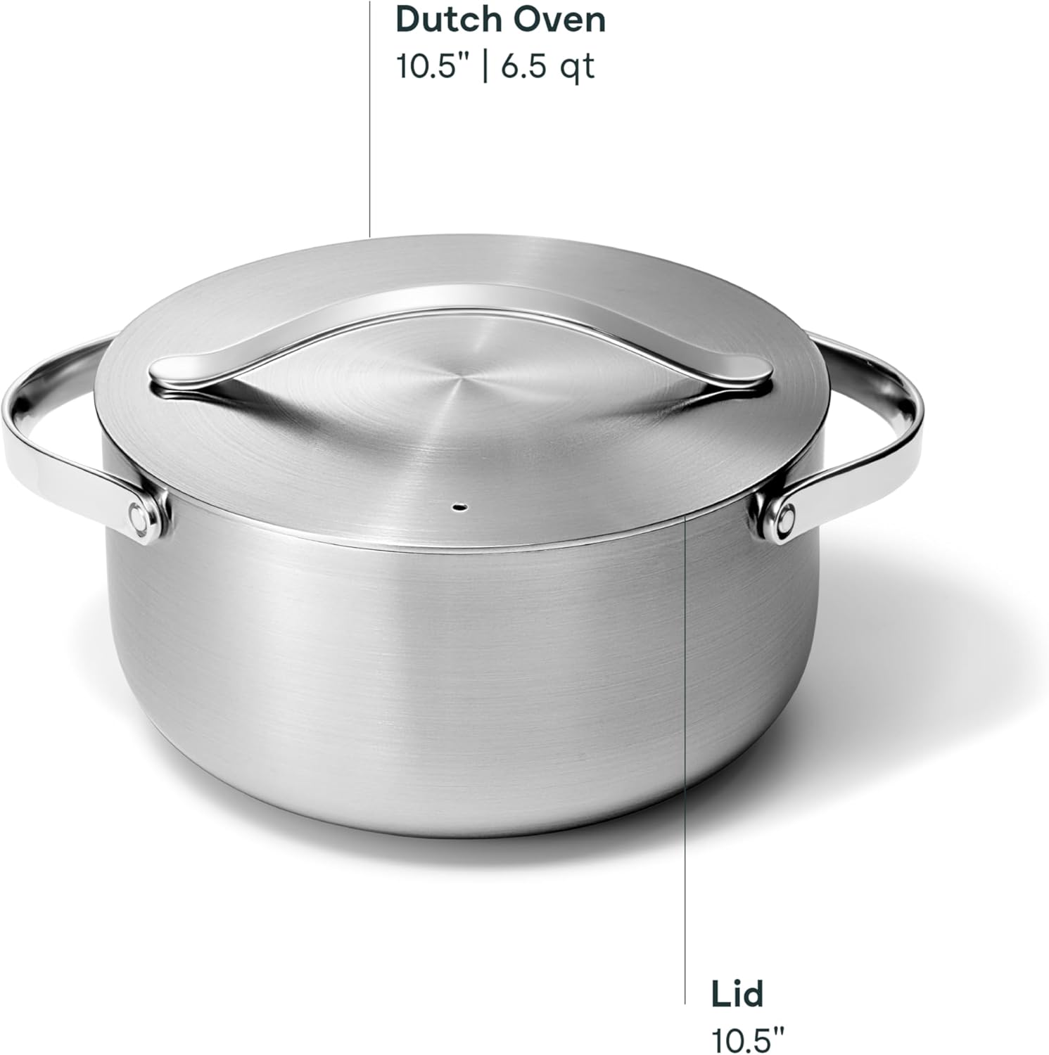 Caraway Stainless Steel Dutch Oven (6.5 Qt) - 5-Ply Stainless Steel - Oven Safe & Stovetop Agnostic - Non Toxic, PTFE & PFOA Free