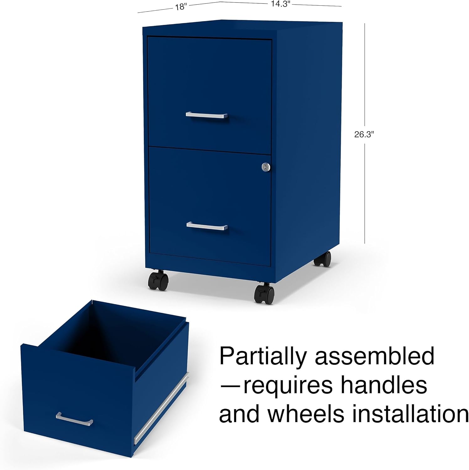 STAPLES 2-Drawer Vertical File Cabinet, Letter Size Documents, Lockable & Mobile, 18