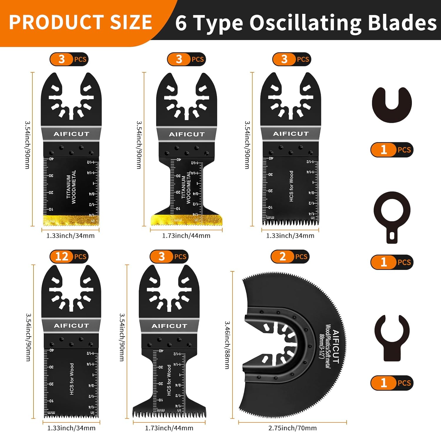 AIFICUT 26pcs Oscillating Saw Blades Titanium Multitool Blades for Wood Plastics Metal oscillating Tool Blades Kits Fit Rockwell Ridgid Ryobi Milwaukee Chicago Craftsman Dewalt