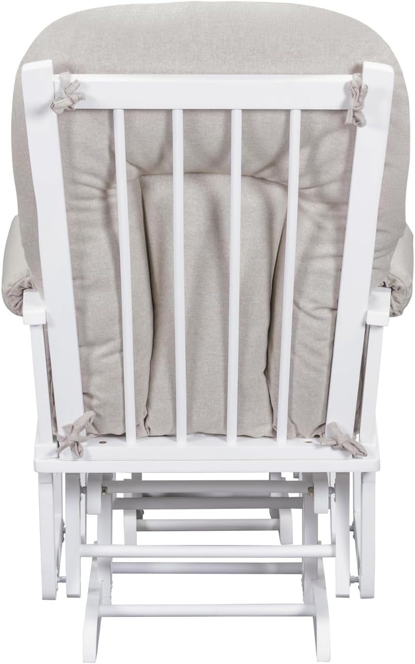 Suite Bebe Contempo Wooden Glider & Ottoman White Wood and Latte Fabric