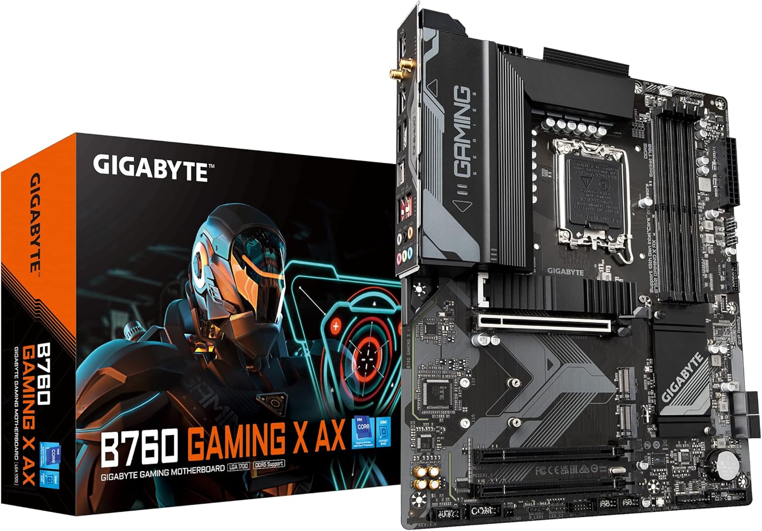 GIGABYTE B760 Gaming X AX (LGA 1700/ Intel/ B760/ ATX/DDR5/ M.2/ PCIe 4.0/ USB 3.2 Gen2X2 Type-C/AMD WiFi 6E/ 2.5GbE LAN/Q-Flash Plus/PCIe EZ-Latch/Motherboard)