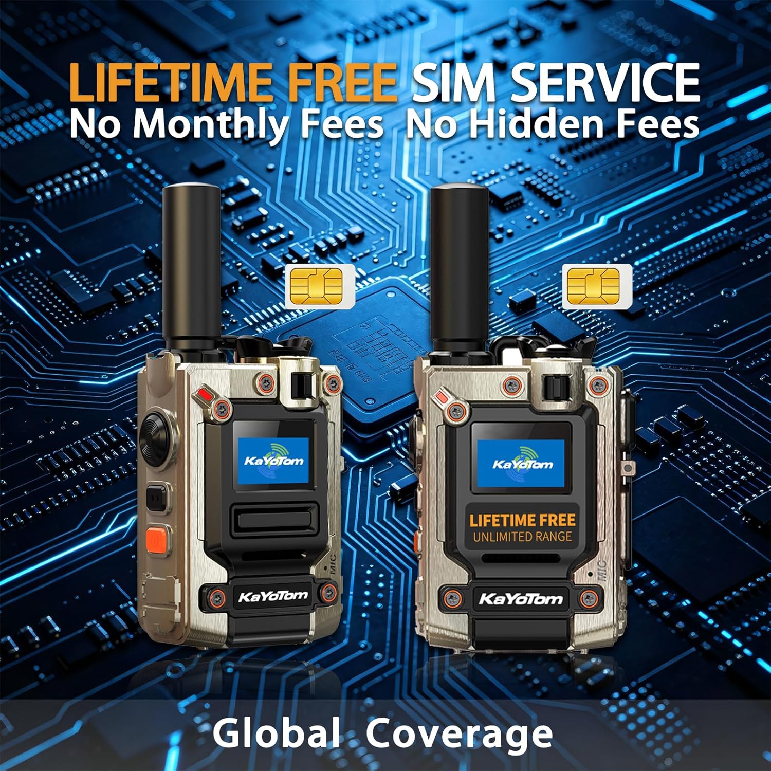 (Lifetime Free) Unlimited Range Walkie Talkies Long Range Global Rapid POC 4G Two Way Radios with Nationwide-PTT Walkie Talkies for Adults,Long Distancefor Truck Fleet,Family,Camping(2-Pack)