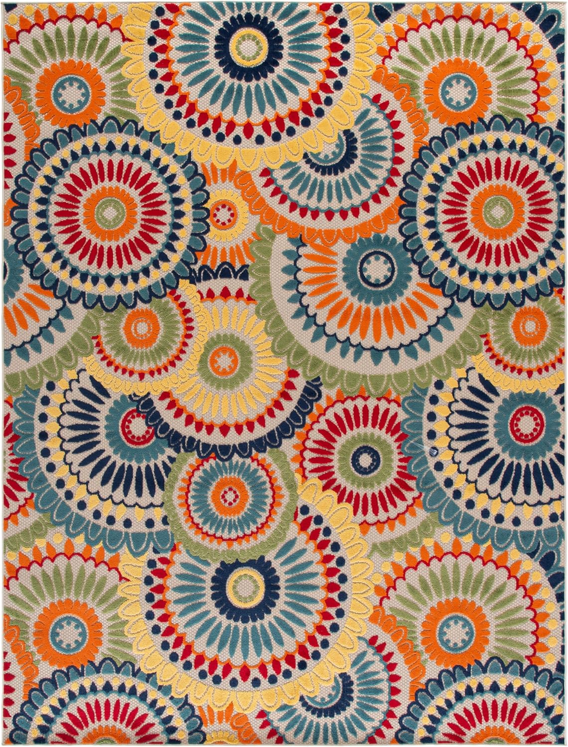 SAFAVIEH Washable Rug Outdoor Cabana Collection - 9' x 12', Blue & Ivory, Non-Shedding & Easy to Clean, Ideal for Patio, Backyard, Mudroom (CBN382M)