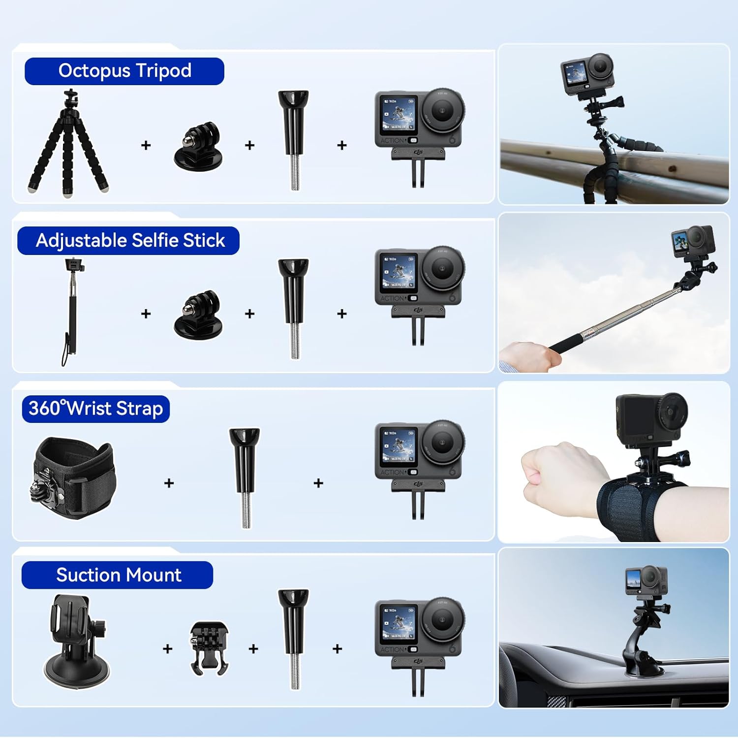 DJI Osmo Action 6 8K Waterproof Action Camera Bundle, 1/1.1