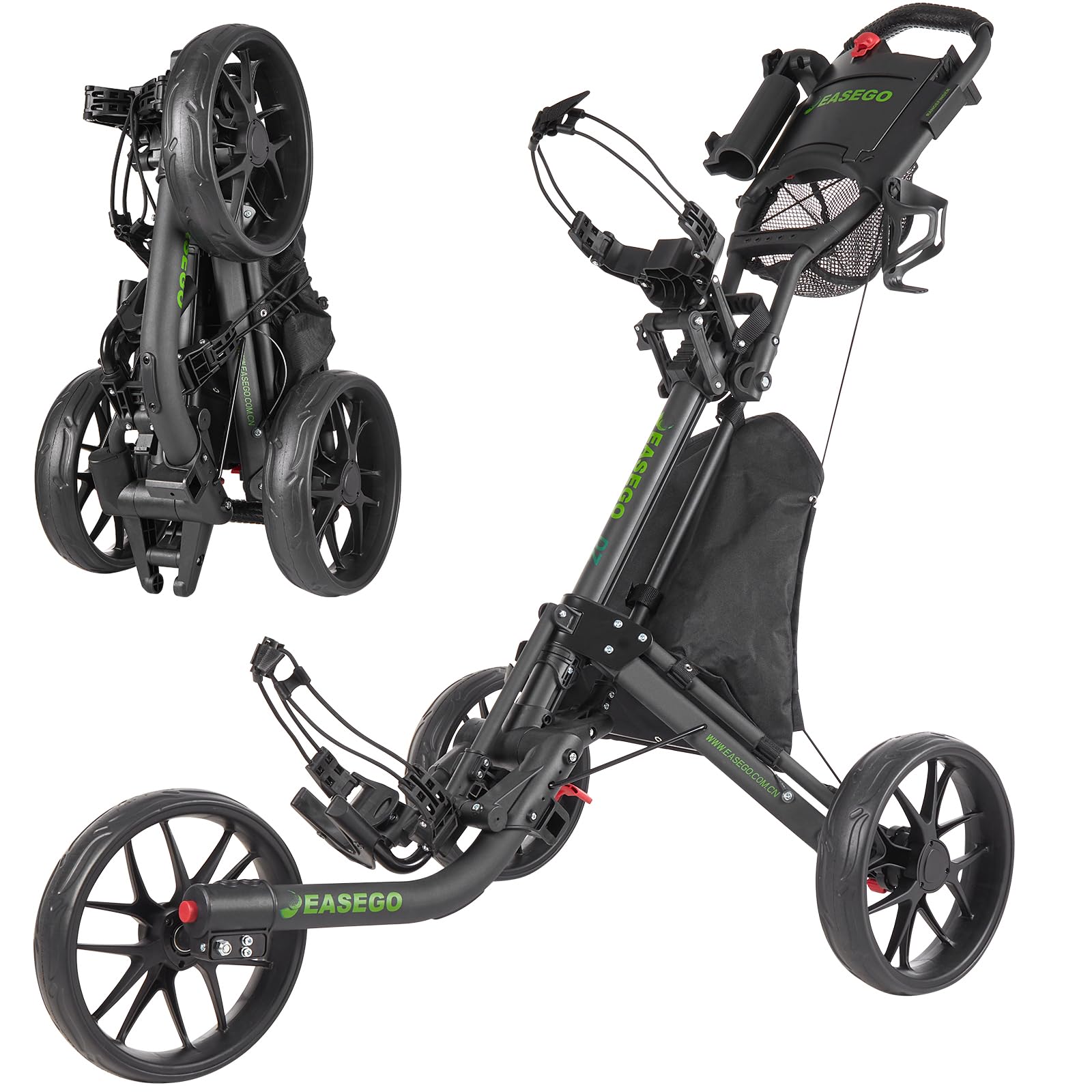 EASEGO Golf Push Cart – Foldable 3 Wheel Caddy