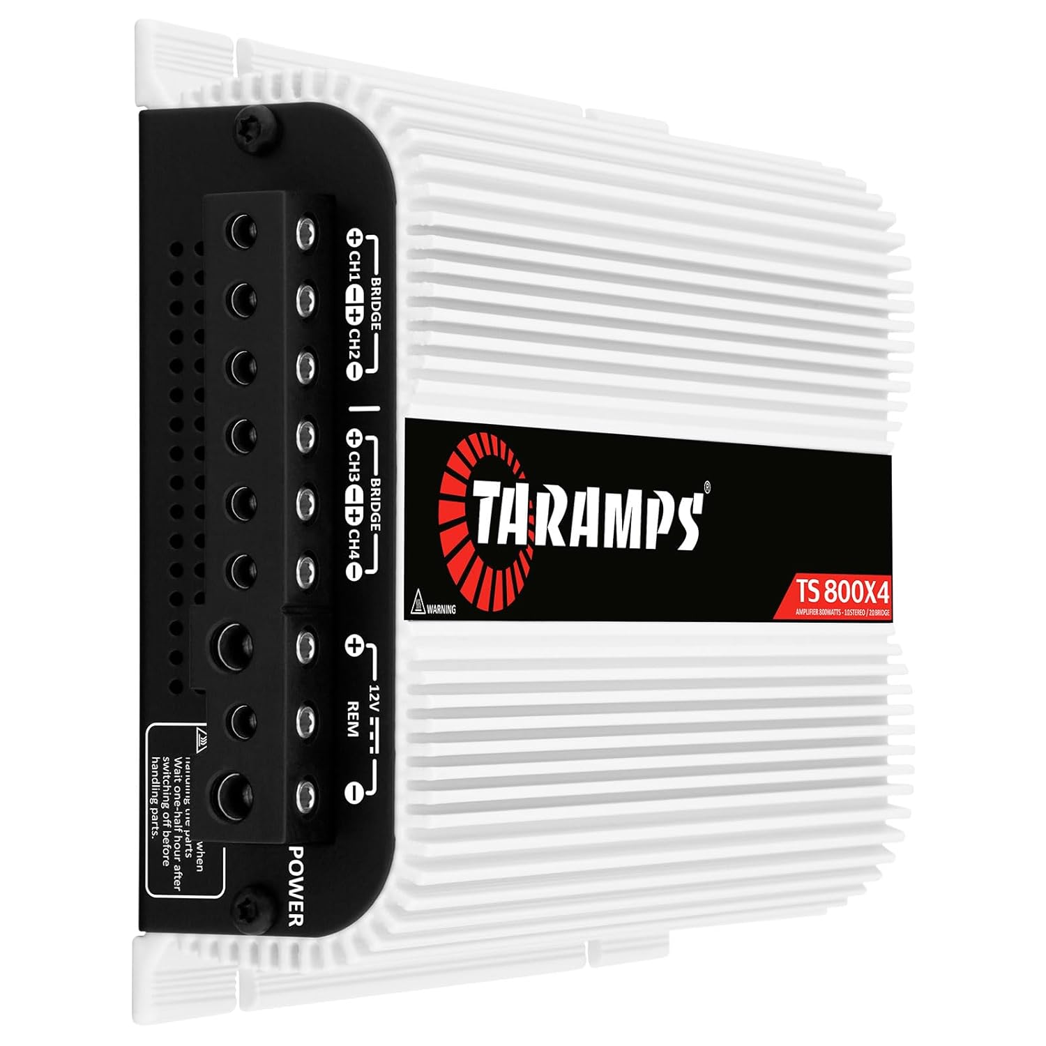 Taramps TS 800x4 1 Ohm Multichannel Stereo Amplifier 800 Watts Rms, 4 Channels, Full Range, Car Audio Amp Digital 2 Bridged Channel, Crossover High/Low Pass, with RCA and Automatic High Level Input