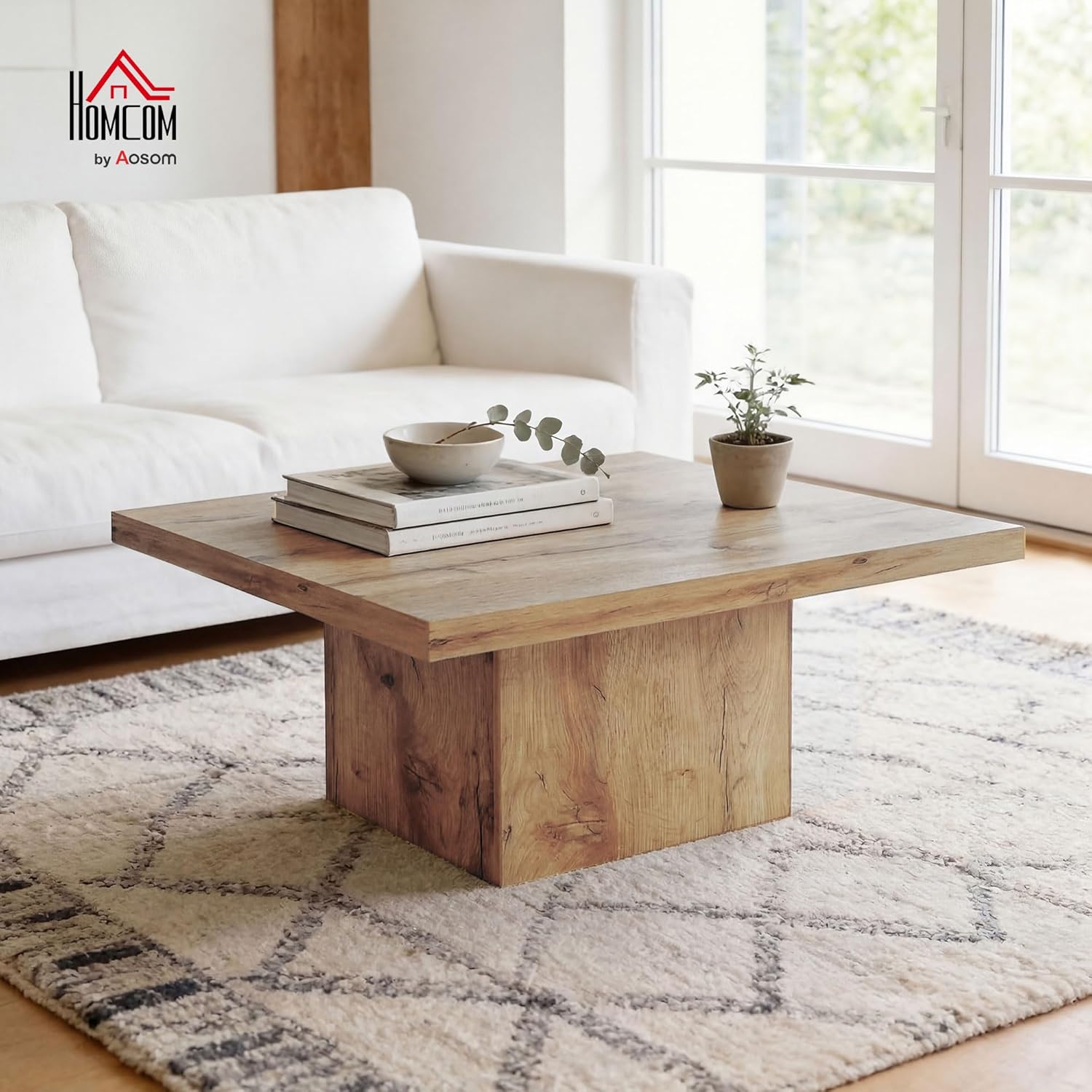 HOMCOM Square Coffee Table, Center Table with 1.6