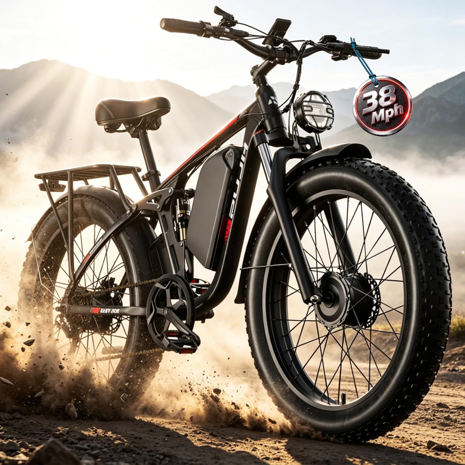 4000W Dual Motor Ebike with 52V 25Ah Removable Battery for Adults,Max Speed 38MPH Up to 100 Miles,24