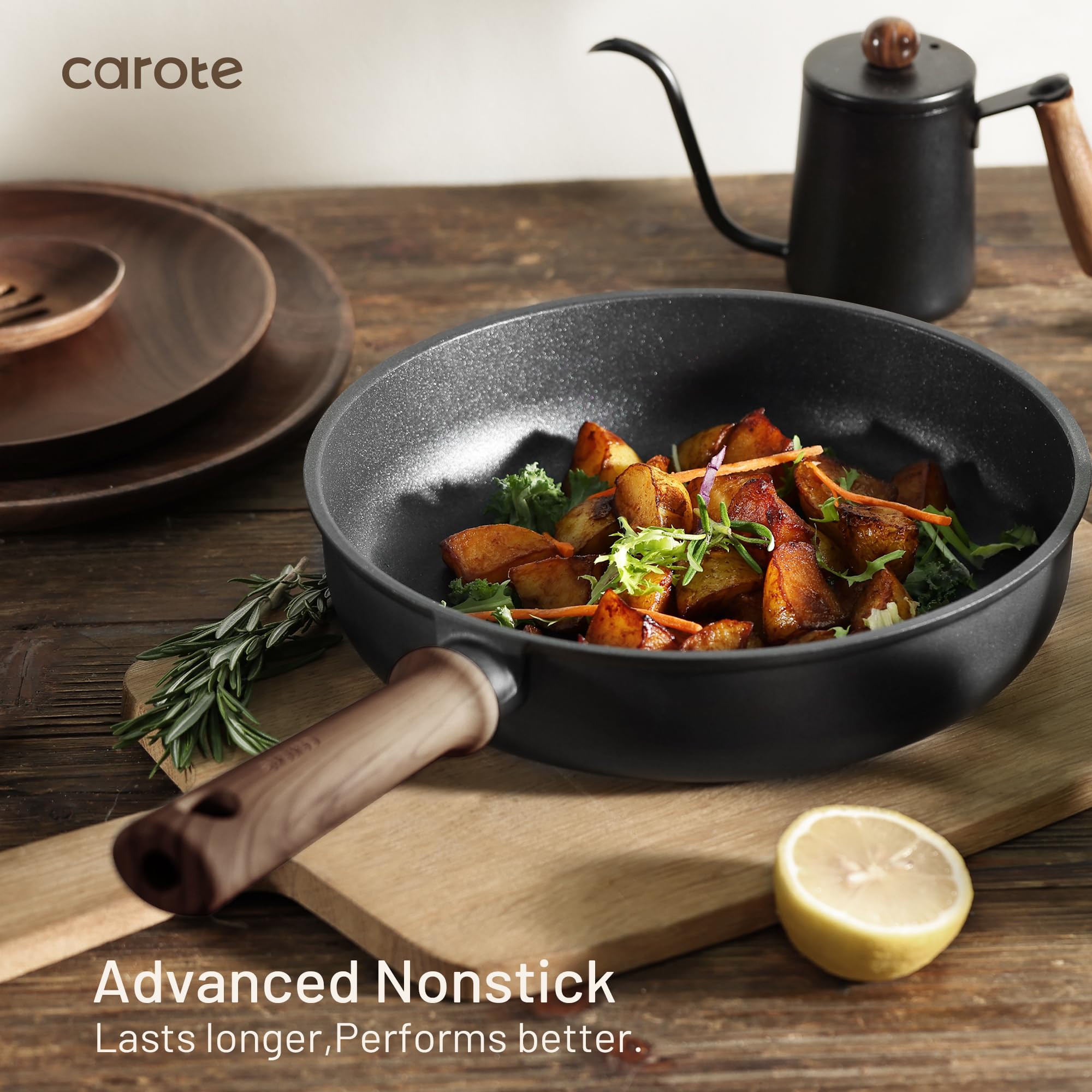 CAROTE Induction Nonstick Titanium Cookware Set 16pcs