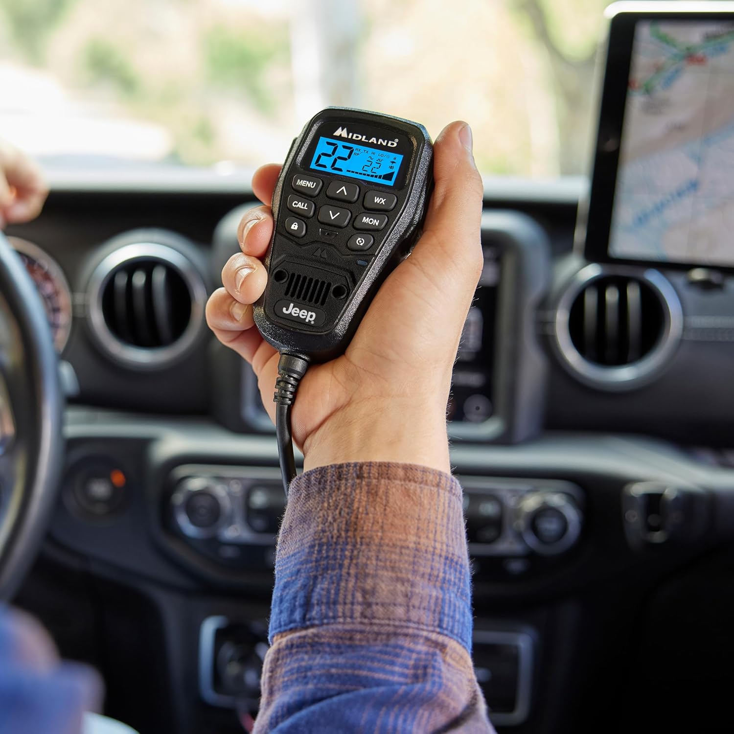 Midland MXT575J Jeep MicroMobile GMRS Two Way Radio with NOAA Weather Scan and Alert - for Farms, Ranches, Overlanding - Repeater Capable, Integrated Control Mic,- External Magnetic Mount