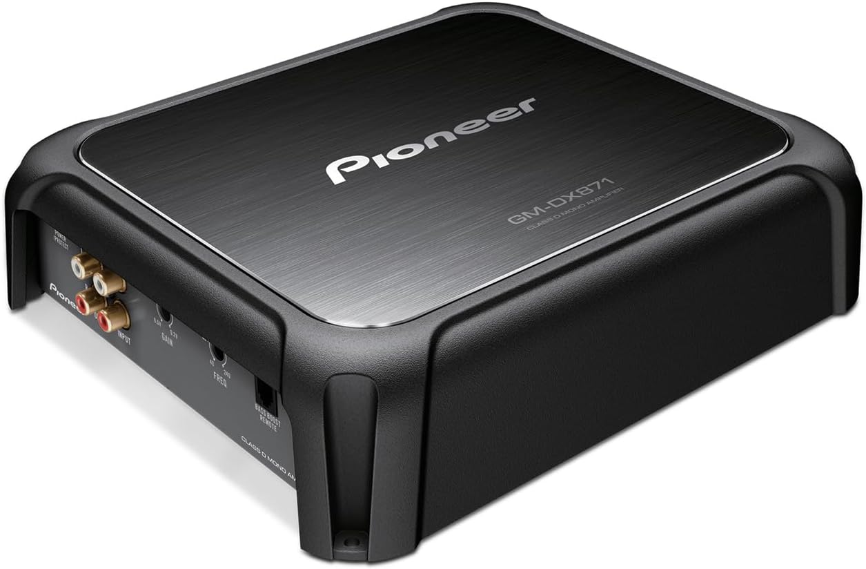 Pioneer GM-DX871 - Powerhouse Amplifier with 1,600 Watts, Class-D Technology, 1-Channel, Variable Low-Pass Filter, Compact Design, and Remote Bass Boost Control