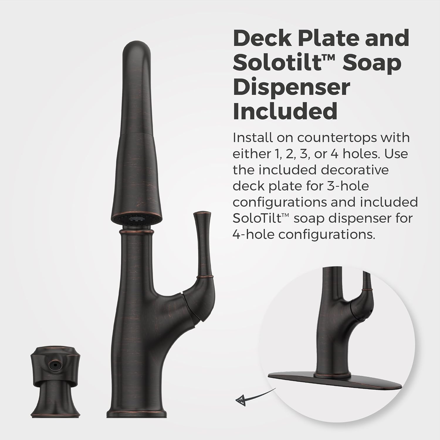 Pfister Alderwood Kitchen Faucet with Pull Down Sprayer and Soap Dispenser Single Handle High Arc Spout NSF Certified Tuscan Bronze Finish 360-Degree Swivel F5297AWY