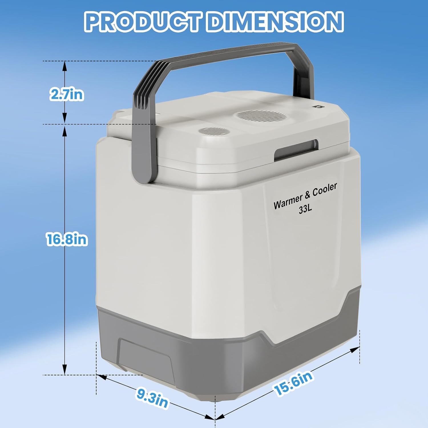 TrailBlaze Portable Electric Car Refrigerator & Warmer - 35 Quart (33L) Capacity, Automatic Locking Handle, Dual Power 12V/110V - No Ice Needed, Home, Office, Vehicle